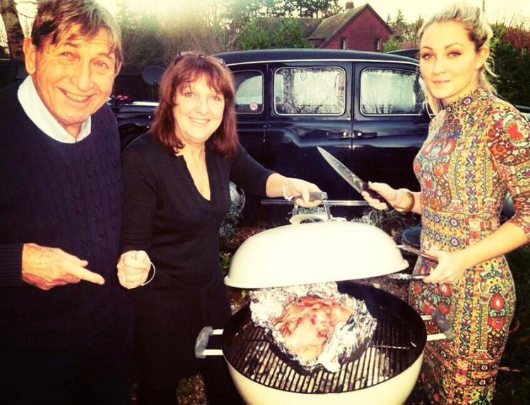 BBQ-ing the turkey, Christmas 2013