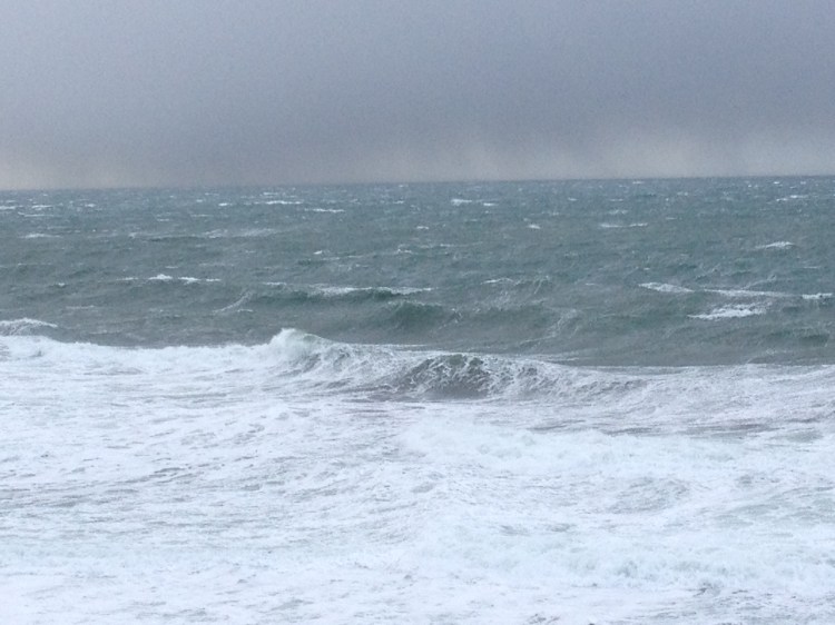 Stormy seas. It's hard to see because there's not much here for scale but these waves were huge.