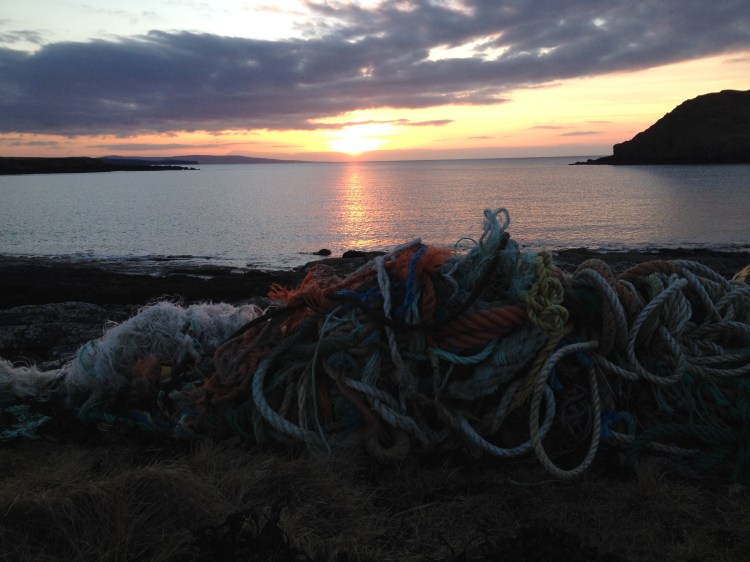 Sunset at Duntulm (though it would be much lovelier without all the ghost gear)