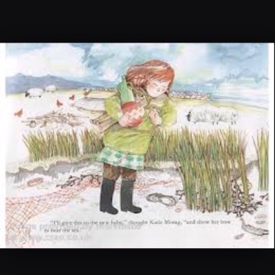 Katie Morag collecting beach treasures