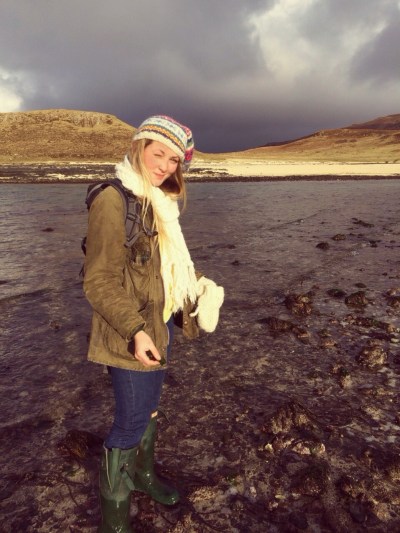 Katie Tunn collecting beach treasures