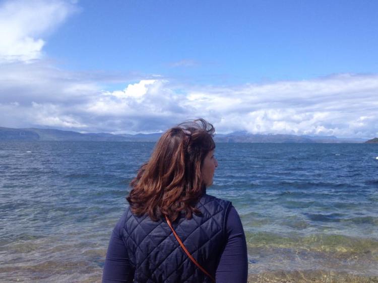 Mum looking out towards Skye from Applecross Bay